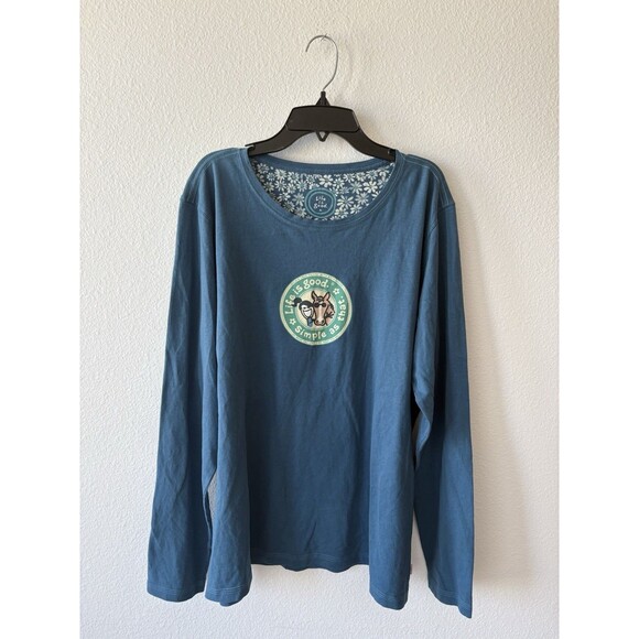 Women’s “Life is good. Simple as that.” long sleeved tshirt blue XL  horse - Picture 1 of 4